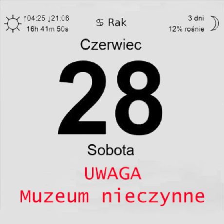 UWAGA, 28 czerwca Muzeum będzie nieczynne.