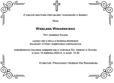 Dyrektor i Pracownicy Muzeum składają kondolencje