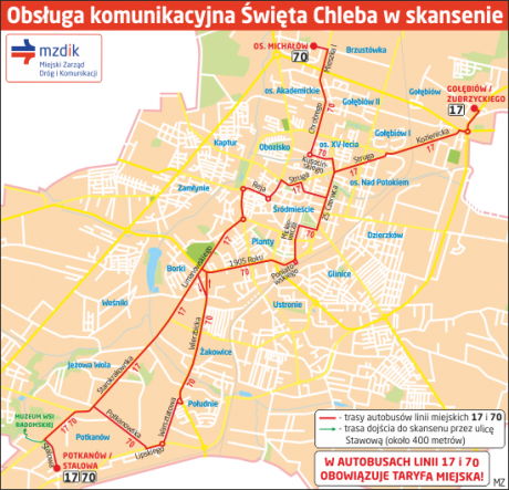 Dojazd komunikacją miejską na XVIII Święto Chleba